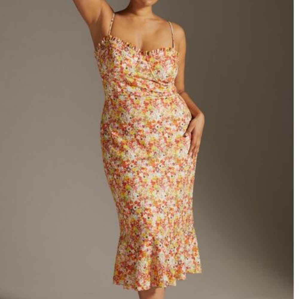 NWT 🆕 Anthropology Hutch Selene Sweetheart Bustier Floral Midi Dress XL NWT